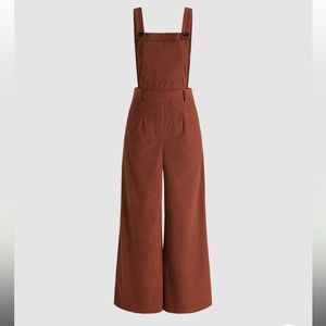 Burnt Orange Corduroy Plus Overalls -4XL
